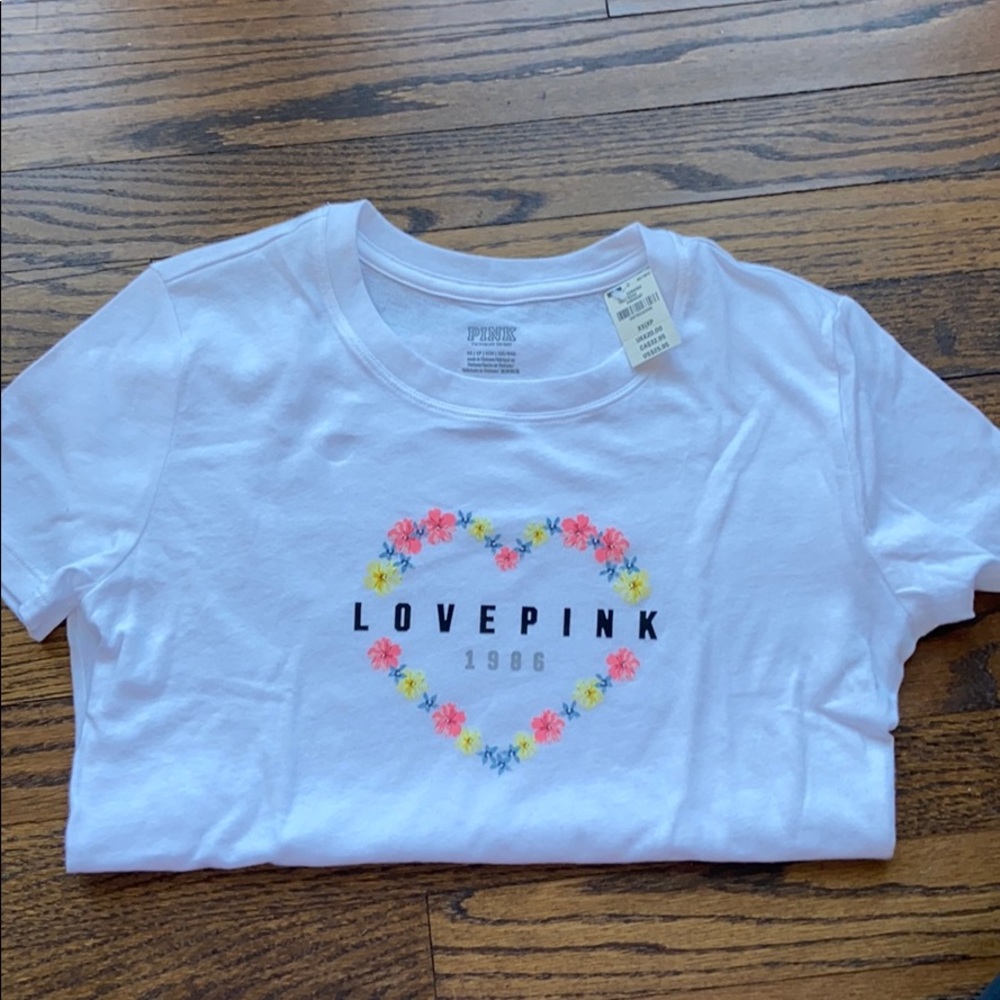 White floral PINK tshirt